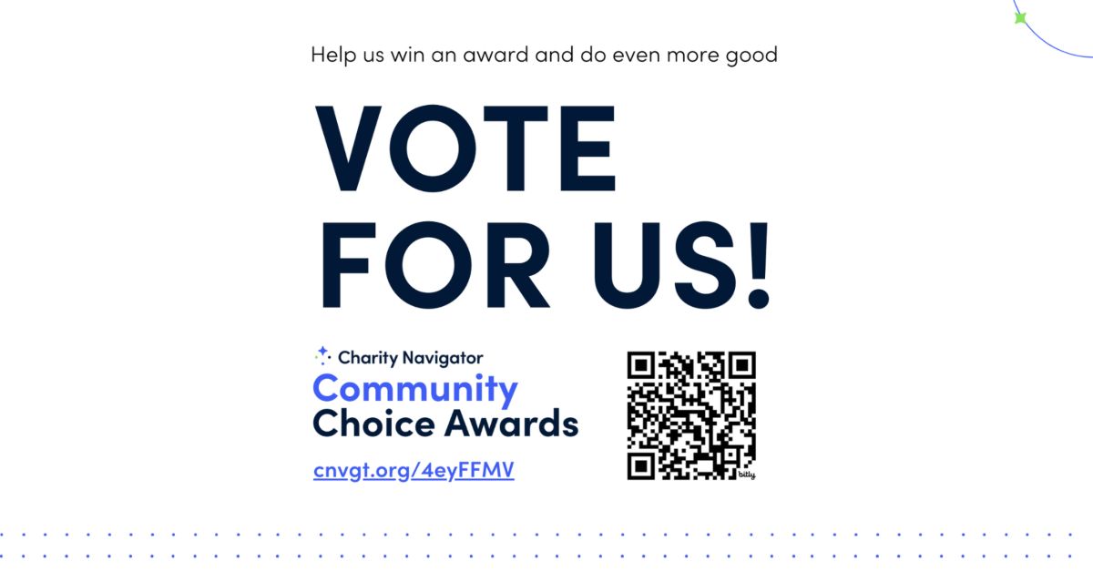 Graphic encouraging you vote for Feed More in Charity Navigator's 2024 Community Choice Awards in the Super Sized organization.