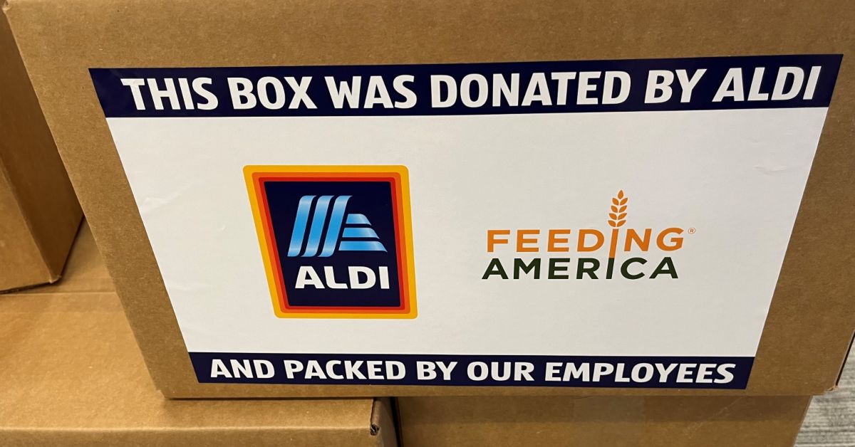 Aldi hunger relief box donated to the victims of Hurricane Helene by Feed More.