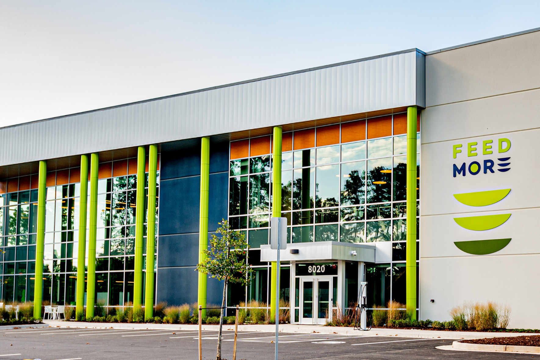 Banner image for Feed More Charity Navigator Four Star rating. Photo of Feed More's headquarters at 8020 Villa Park Drive in Richmond, VA.