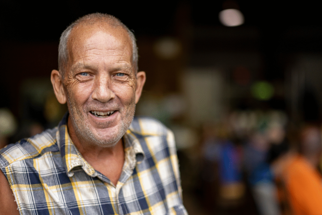 John, 55, visits Promise Land Storehouse food pantry in Charles City.