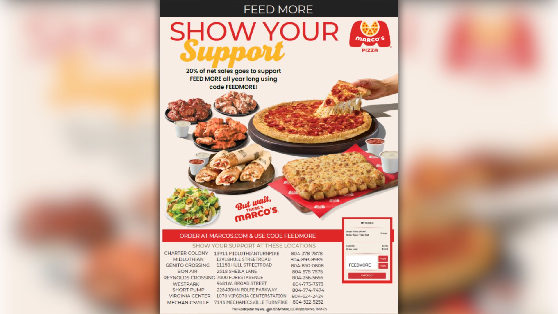 Feed More and Marco's Pizza year-round fundraiser