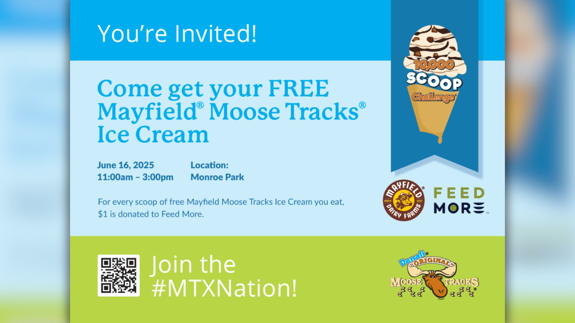 Join Richmond’s Moose Tracks 10,000 Scoop Challenge at Monroe Park on Tuesday, June 16 for free ice cream benefiting Feed More!